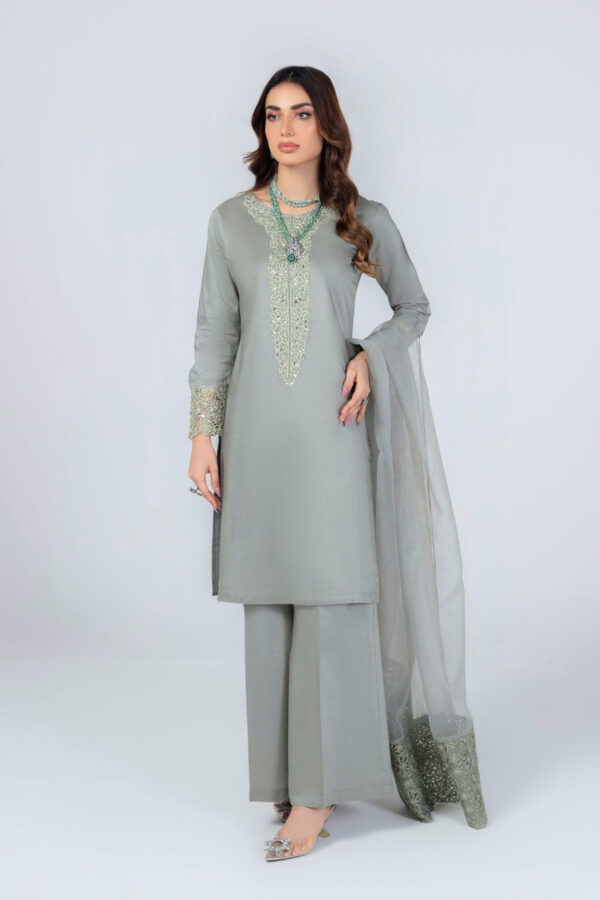 Luxury Lawn Suit Kids Green - Image 5