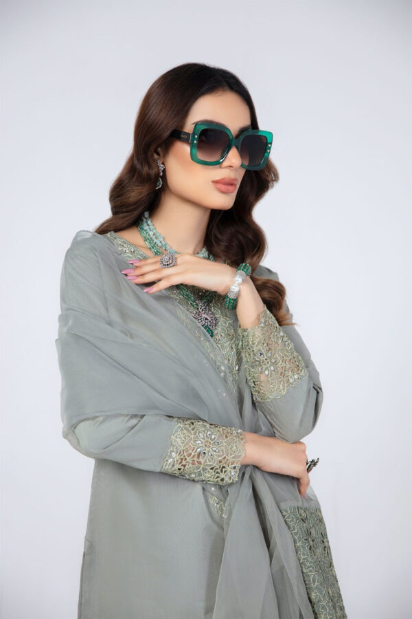 Luxury Lawn Suit Kids Green - Image 6