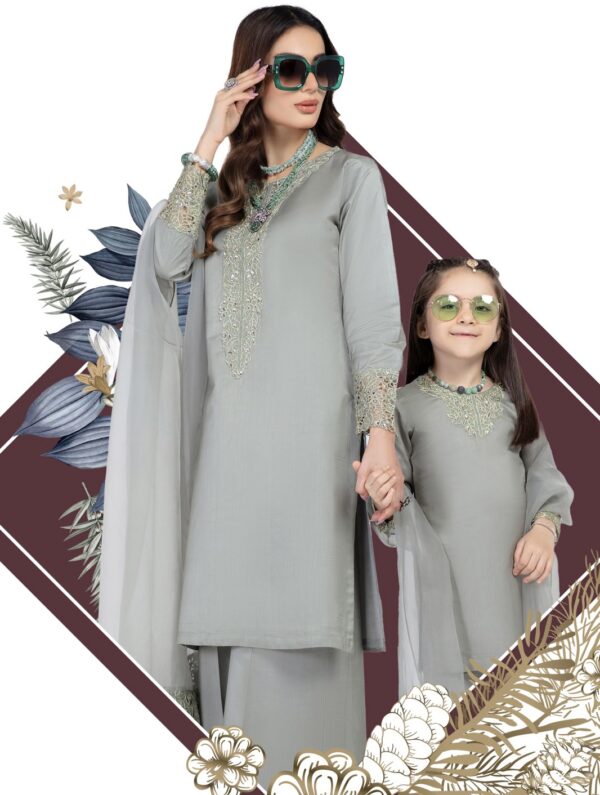 Luxury Lawn Suit Kids Green