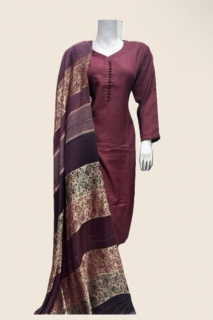 Dhanak with Printed Shawl Maroon