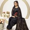 Jaan B 2.0 Dhanak kameez with luxury Velvet embroidered shawl and Farshi shalwar Black - Image 3