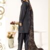 Jaan B 2.0 Dhanak kameez with luxury Velvet embroidered shawl and Farshi shalwar Black - Image 2
