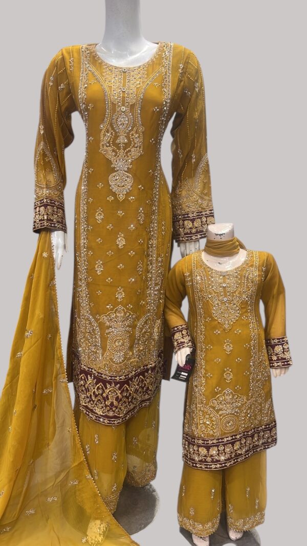 Chiffon Flare Trouser Suit Mustard Kids