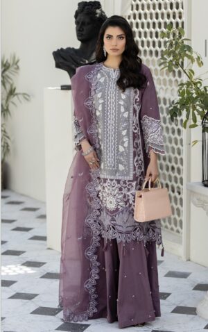 ChikanKari Jacquard Lawn Purple