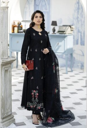 ChikanKari Jacquard Lawn Black