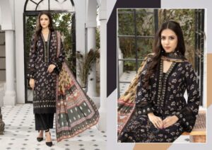 Munira Designer - Dhanak - Black Floral