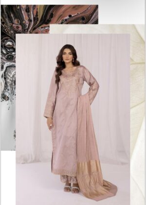 Hussain Rehar Raw Silk - Pink