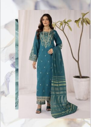 Hussain Rehar Raw Silk - Teal