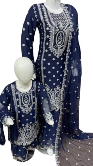 Chiffon Gararah Suit Navy Blue