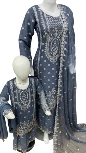 Chiffon Gararah Suit Grey