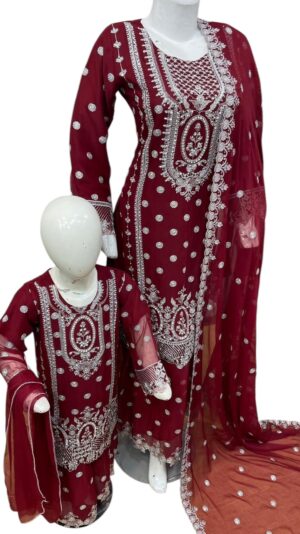 Chiffon Gararah Suit Red
